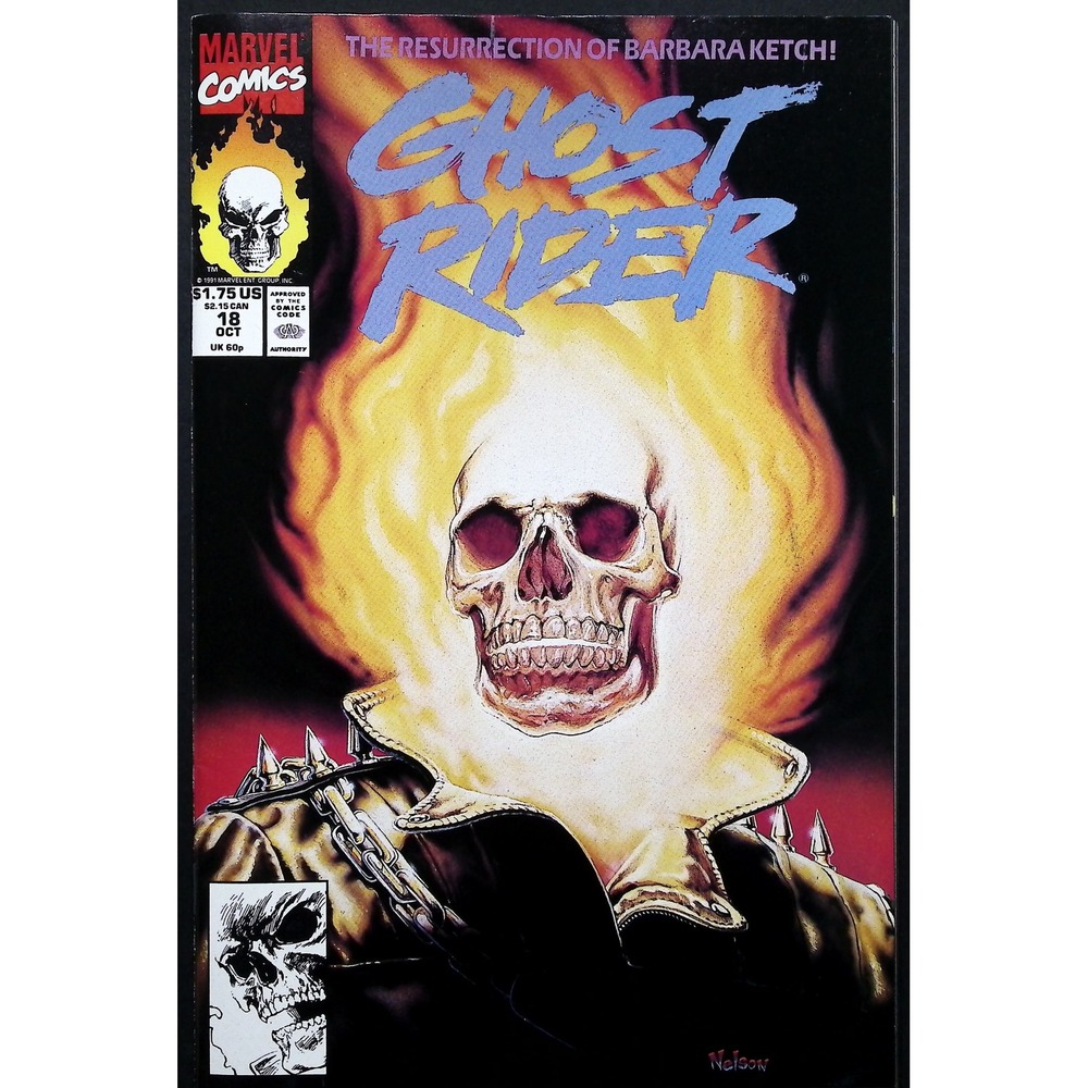 Marvel Comic Book Ghost Rider #18 1991 Resurrection of Barbara Ketch‎ VF+